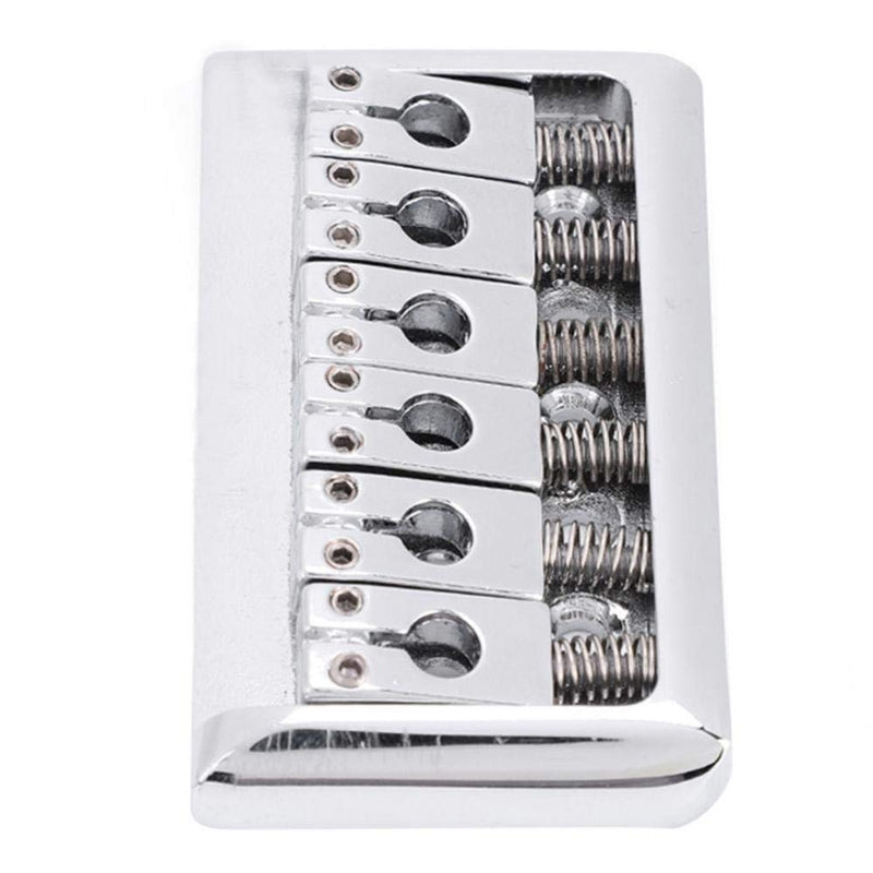 Guitar Bridge, Metal 6 Strings Fixed Hardtail Guitar Bridge Saddle with 4Pcs Screws for Electric Guitar(Silver) Silver