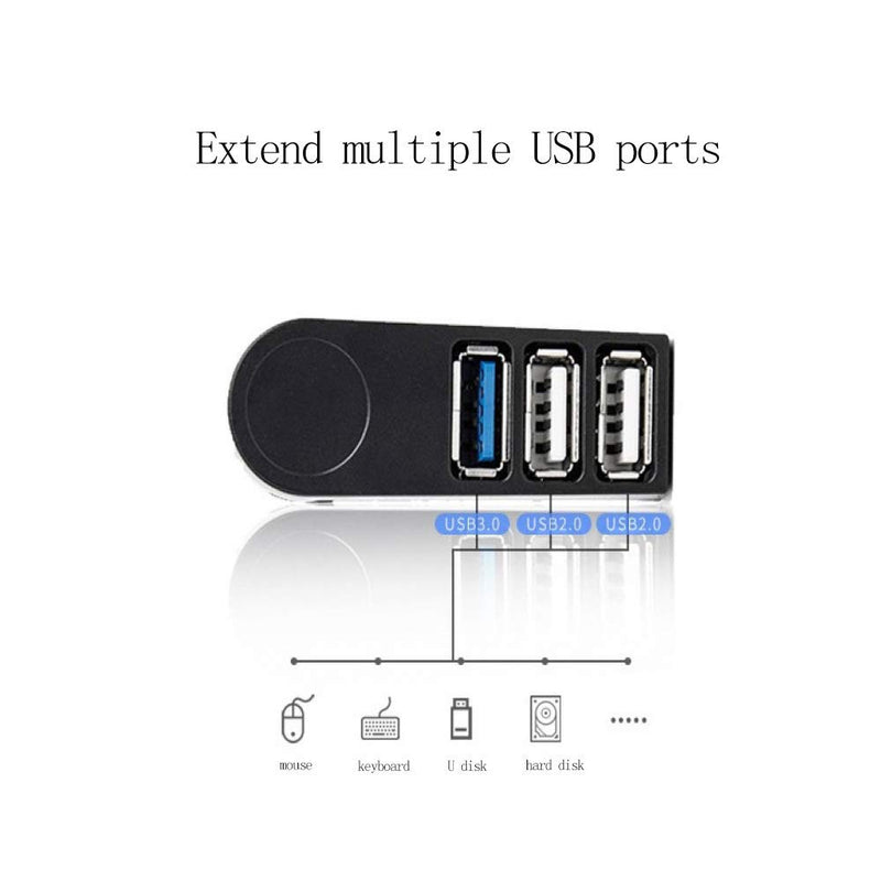 JJ&D USB 3.0 Hub for Mac and Windows OS 3 Port Mini Portable Fast High Speed Bus Powered Data USB Hub Transfer (Compatible with Windows, macOS & Linux, USB 2.0 Backwards Compatible) (Black) black