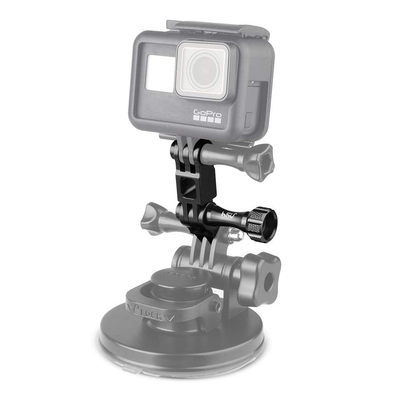 HSU Aluminum Alloy Metal Adjust Arm Straight Joints Mount, Same Direction Straight Joints Mount for Go Pro Hero 9/8/7/(2018)/6/5 Black,Session 5/4,Hero 3+,DJI Osmo Action Action Camera and More(Black)