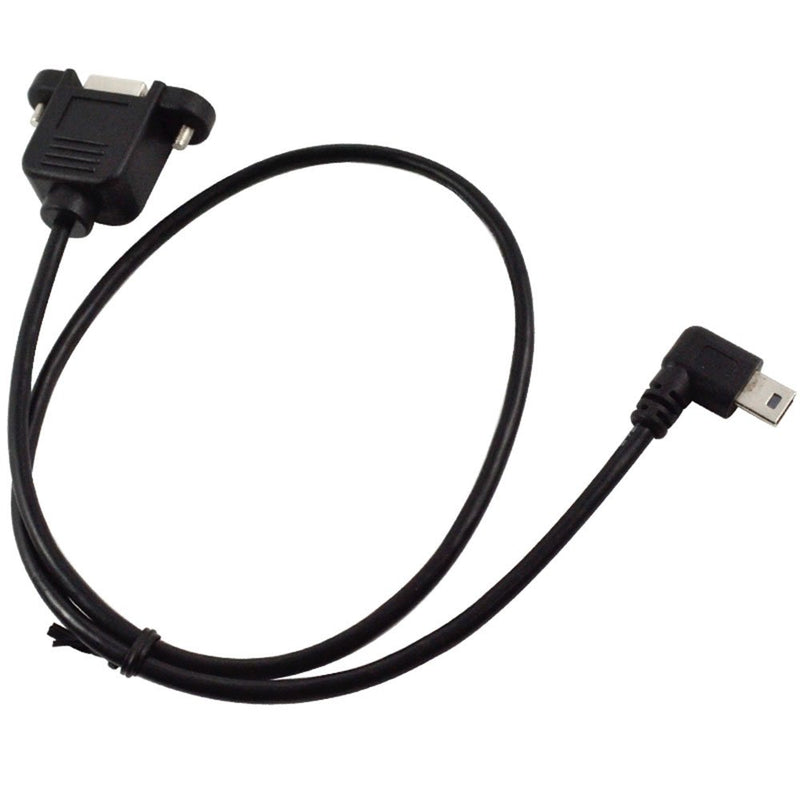 50cm USB 2.0 B Female Panel Mount to Mini 5pin Male Right Angle Extension Cable