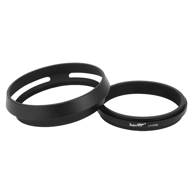 Haoge LH-X53B 3in1 Lens Hood with Adapter Ring with Cap Set for Fujifilm Fuji FinePix X70 X100 X100S X100T X100F X100V Camera Black Replaces Fujifilm LH-X100