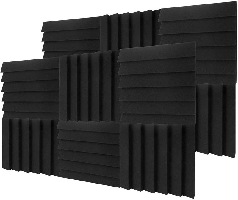 [AUSTRALIA] - Acoustic Foam Panels 2" X 12" X 12" Acoustic Foam Panels, Studio Wedge Tiles, Sound Panels wedges Soundproof Sound Insulation Absorbing (12 Pack, Black) 12 Pack 