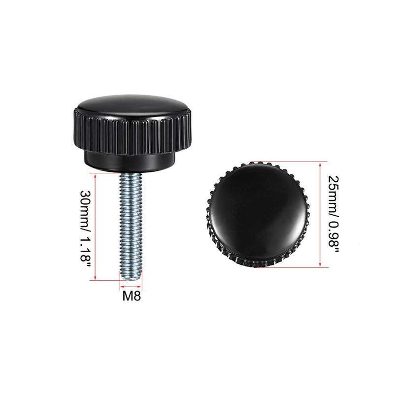 uxcell M8 x 30mm Male Thread Knurled Clamping Knobs Grip Thumb Screw on Type 4 Pcs