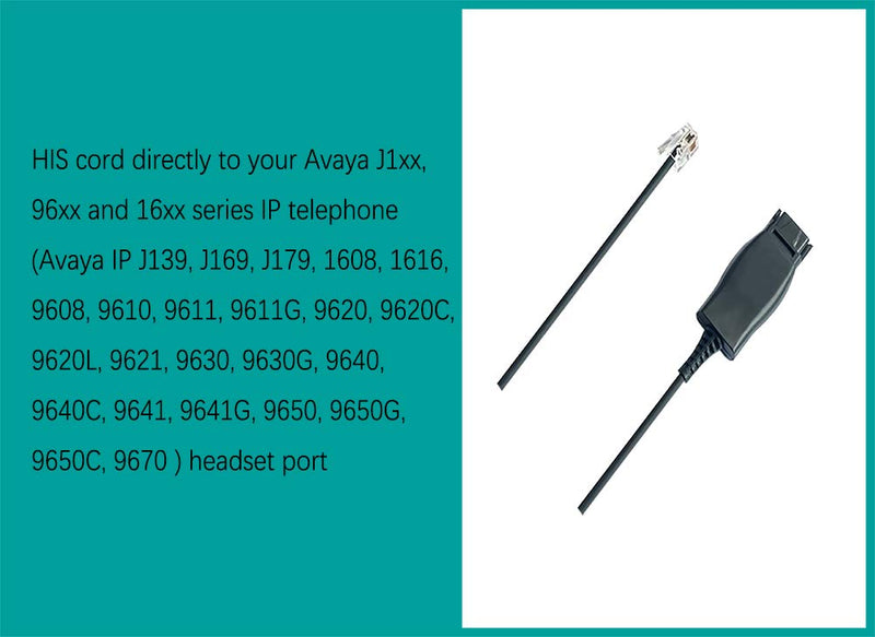 Avaya Headset HD Voice with HIS Adapter Compatible with Avaya 1600, 9600, J100 Series IP Phones Model, Plus 3.5mm Adapter for Smartphone