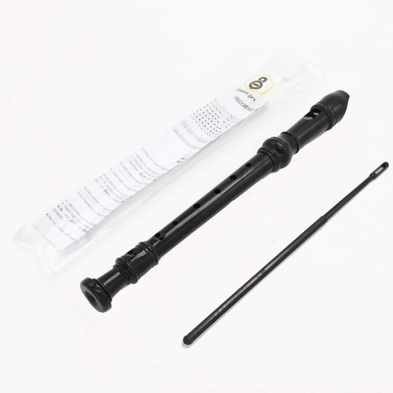 8Bees Descant Soprano Recorder 8 Hole with Cleaning Rod Musical Instrument Flute for Kids School Student(Black) Black