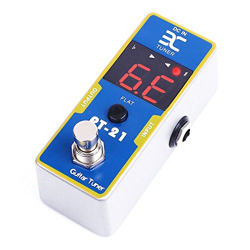 EX High Definition LED Display True Bypass Electric Guitar Pedal Tuner with Pitch Calibration and Flat Tuning