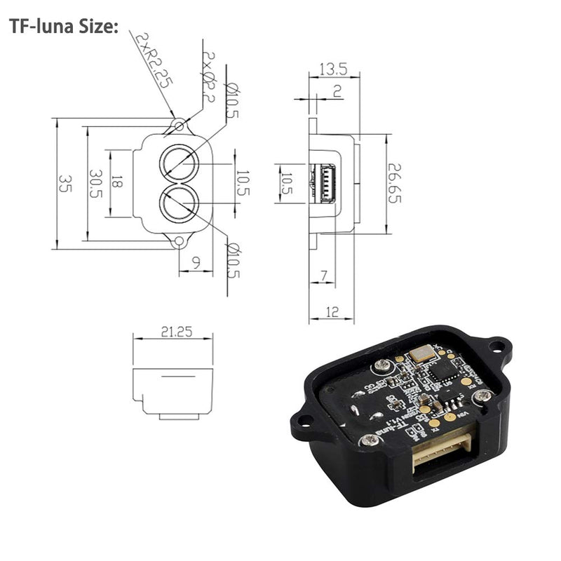 Benewake TF-Luna LiDAR Module Range Finder Sensor Single-Point Micro Ranging Module for Arduino Pixhawk 5V UART IIC Interface Benewake TF-luna