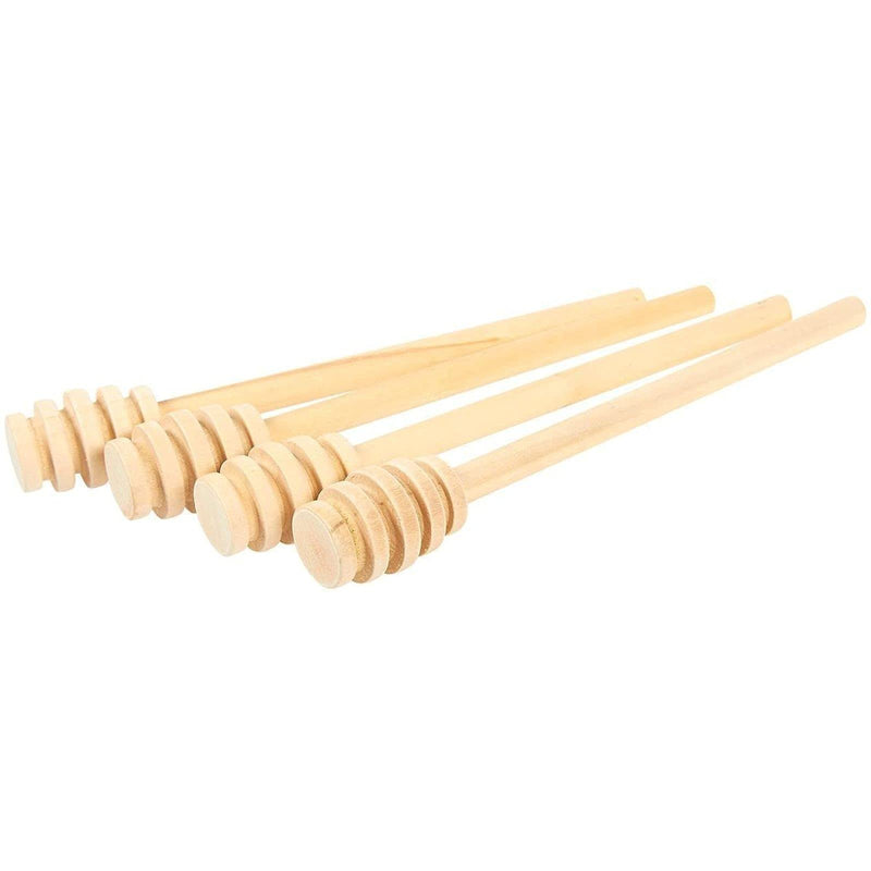 Wooden Honey Dipper Sticks, Honey Spoon for Syrups, Molasses (6 In, 4 Pack)