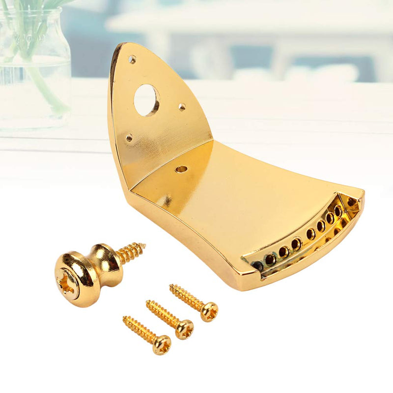 SUPVOX Metal Triangle Mandolin Tailpiece Parts for 8 String Arched Top Mandolin with Screws Guitar Strap Lock (Golden)