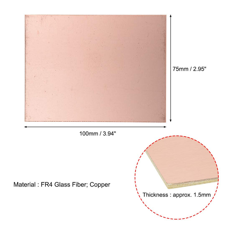 uxcell Double-Sided Copper Clad Laminate PCB Circuit Board, FR4 100x75mm 3.94x2.95 inch, 1.5mm Thickness DIY Prototyping PCB Board, Name Board, 20pcs 20