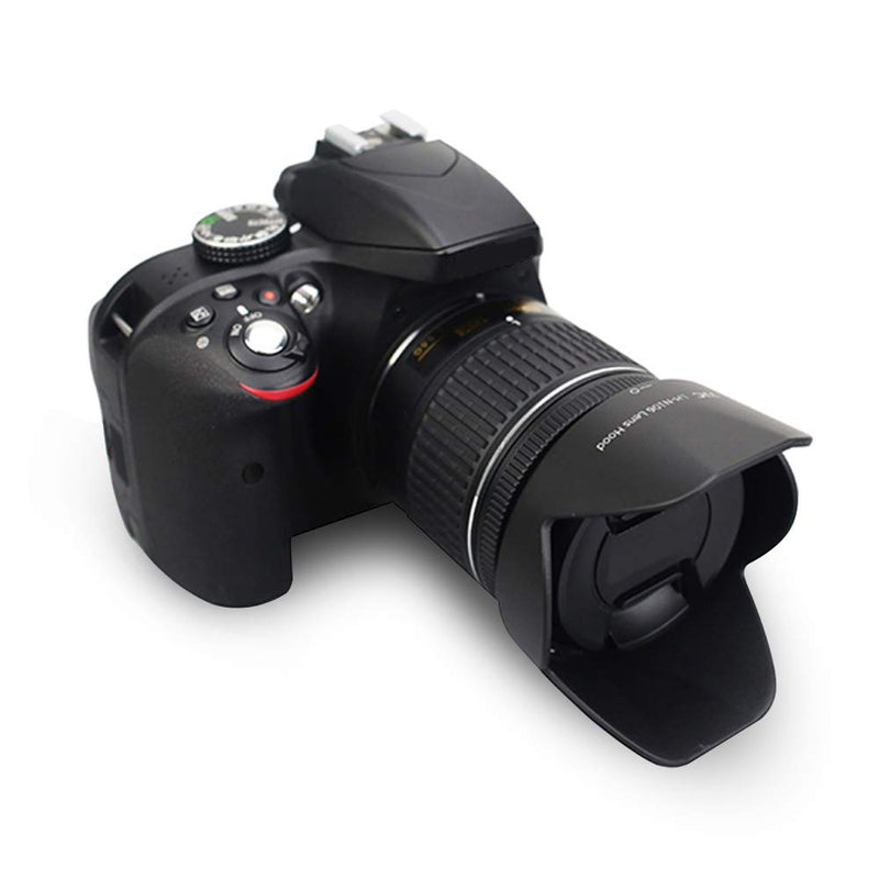 Camera Lens Hood JJC Lens Shade for Nikon AF-P DX NIKKOR 18-55mm f/3.5-5.6G VR Lens & Nikon 1 NIKKOR VR 10-100mm f/4-5.6 Lens Replaces Nikon HB-N106 Lens Hood no Vignetting Reverse Attaching -Black