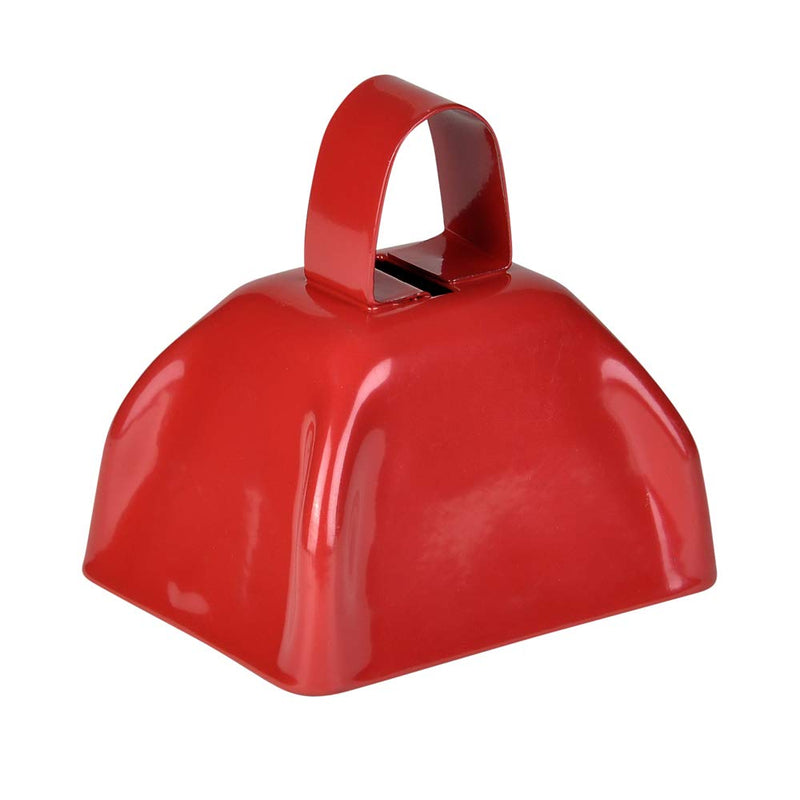 Metal Cowbells - Red 3 Inch Cow Bells Noise Makers, Loud Call Bell with Handles for Sporting Events, Cheering, Team Spirit, Noisemakers, Weddings, (Pack of 12)