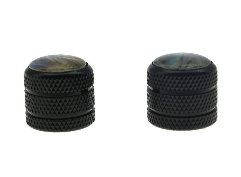 KAISH 2pcs Black Push on Fit Abalone Top Guitar Dome Knobs or Bass Knob for Tele Telecaster
