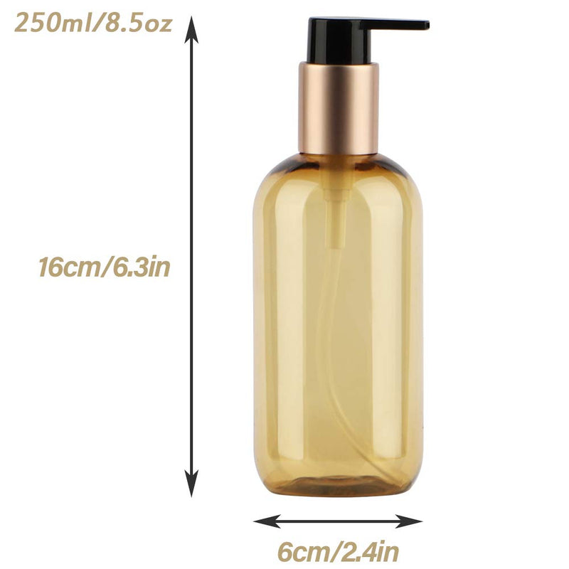 Yebeauty Empty Pump Bottle 8.45OZ, 2 PCS Shampoo Bottles Dispenser with Pump Refillable Containers, 250ml Golden