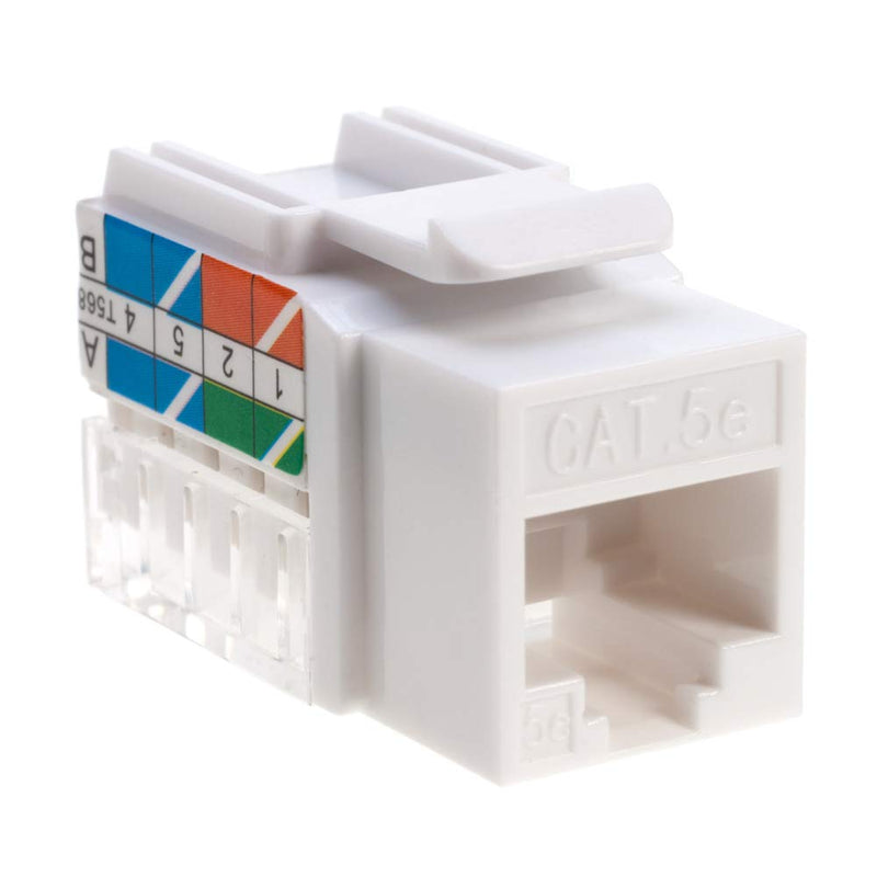 SATMAXIMUM RJ45 Cat5e CAT6 Keystone Ethernet Wall Jack Punch Down UTP 45-Degree (Easy Termination Than 90-Degree), Slim Profile White - Choose a Pack of 5/10/20/30/50 (30) 30