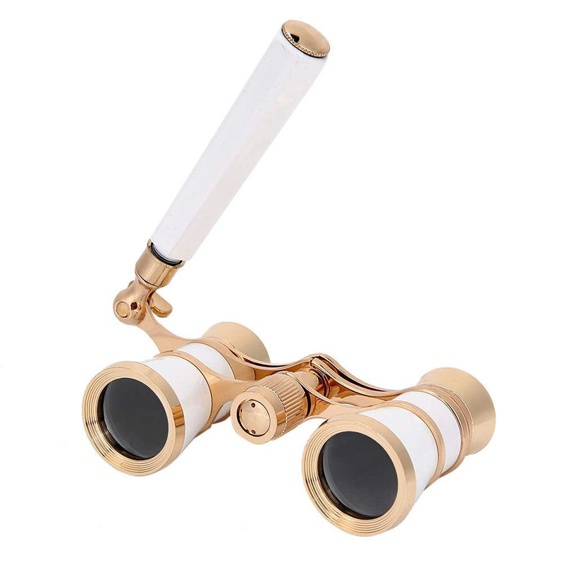 Binoculars for Opera,3X25 Central Focus Opera Glasses BinocularsTheater Glasses with BAK-7 Prism & Handle for Adults Kids Women in Concert Theater Opera(White-Gold) White-Gold