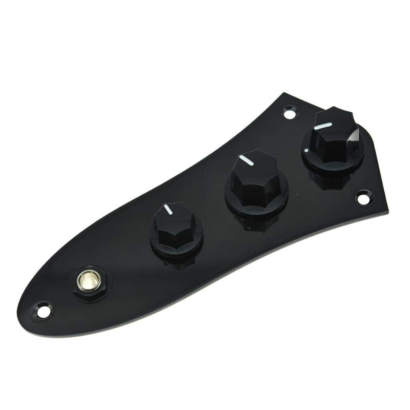 KAISH Fully Loaded Control Plate Pre-Wired Control Plate with Wiring Harness for Fender Jazz Bass J Bass Black