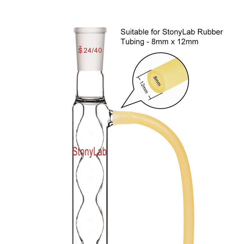 StonyLab Borosilicate Glass Allihn Condenser with 24/40 Joint 400mm Jacket Length Lab Glass Condenser 400 mm