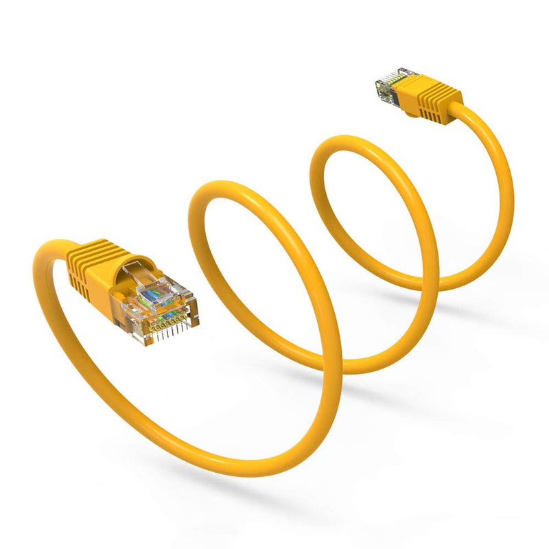 iMBAPrice Cat6 RJ45 Snagless Ethernet Patch Cable in Yellow Color 0.5 Feet (6 Inches) - 10 Pack