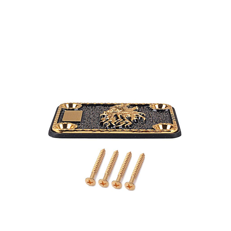 Alnicov Guitar Neck Plate,Gold and Black Neck Plate Engraved Animal Head Pattern for Electric Guitar