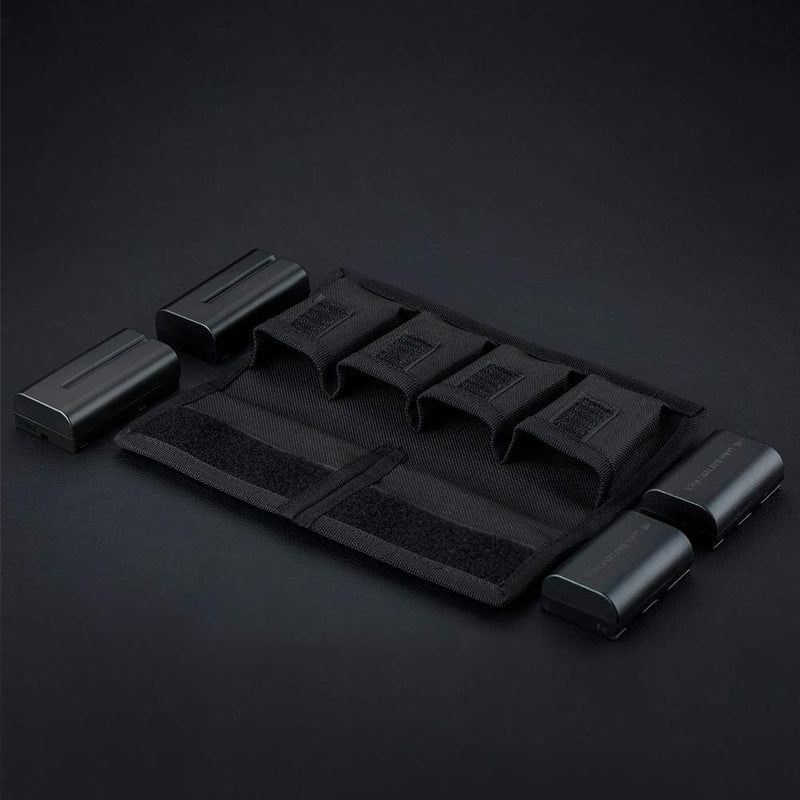 [AUSTRALIA] - Camera Battery Pouch Holder Case for 4 PCS Sony NP-F550 NP-FW50 NP-FZ100 NP-BX1 Canon LP-E6 LP-E8 LP-E10 LP-E12 LP-E17 Fuji NP-W126 Nikon EN-EL14 EN-EL15 with Zipped Pocket to Store SD TF XQD CF Cards 4 Slot+2 Zippered Pockets 