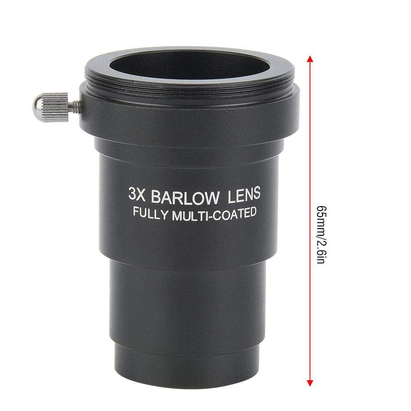 1.25 inches 3X Barlow Lens Fully Black Multi Coated with M42x0.75mm Thread for Standard Telescope Eyepiece Astronomy Accessory