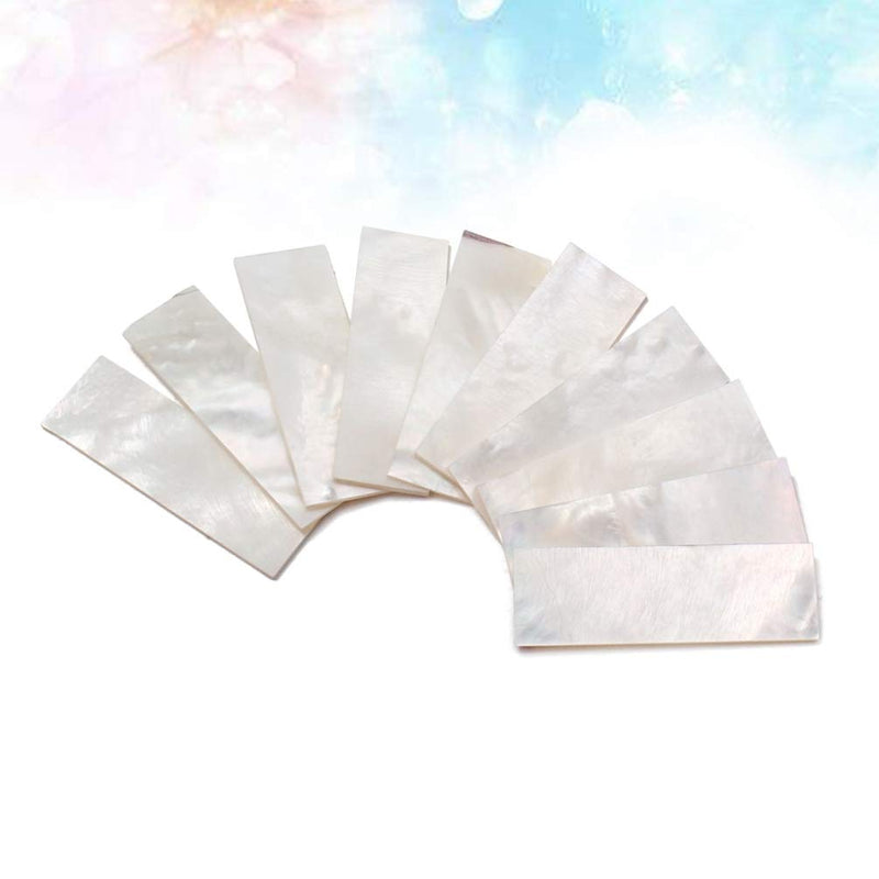 SUPVOX 10pcs Inlay Material White Mother of Pearl Shell Blanks Sheet Rectangle Inlay Material for Guitar