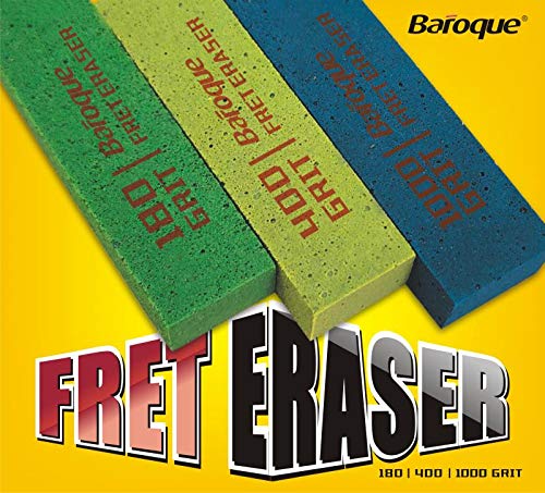 Baroque Fret Erasers 180 & 400 & 1000 Grits, Guitar Fret Polishing Abrasive Rubber Blocks, Set of 3 Grits