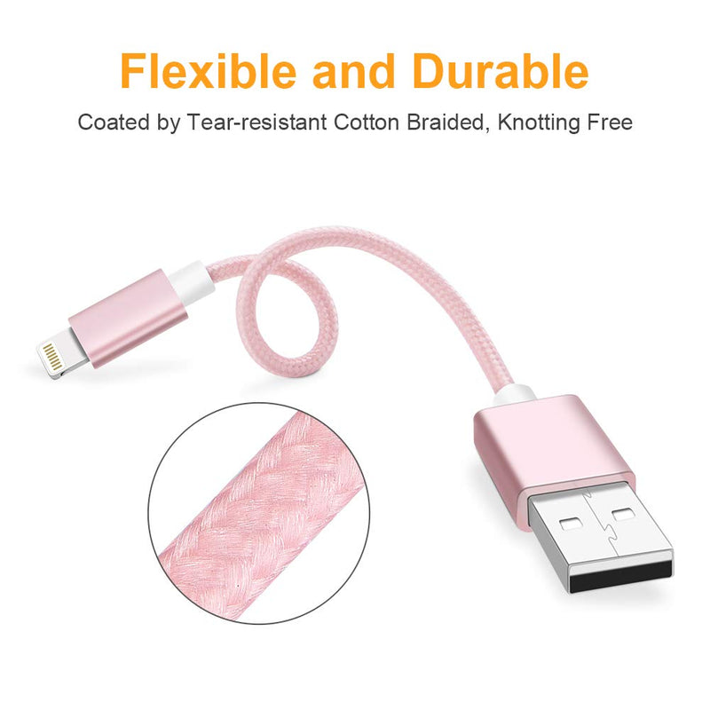 CableCreation 0.5FT Short iPhone Charger Cable, 6 Inch Lightning to USB Charging Data Sync Cord [MFi Certified], Compatible iPhone 12, 11, X, XS, 8, 8 Plus, 7, 6, 5, 5C, 5S, iPad, Rose Gold Rose Gold 0.5ft