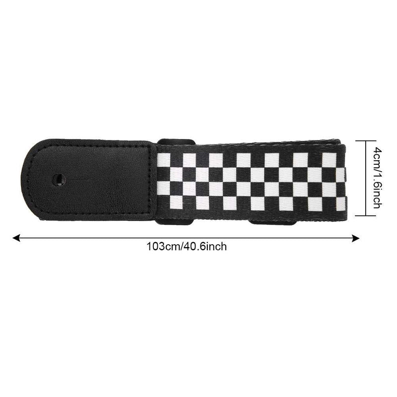 Bnineteenteam Guitar Shoulder Strap, Black and White Squares Pattern Adjustable Guitar Shoulder Strap Accessory for Ukulele 4 String Musical Instruments