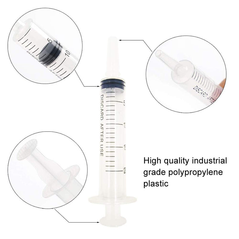 15 Pack 20ml Plastic Syringe with Caps Measurement, ZONPEN Suitable for Scientific Labs Multiple Uses Refilling and Measuring Liquids, Feeding Pets, Garden Watering, Oil or Glue Applicator