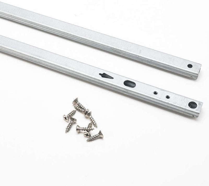 Juvielich Drawer Slides 2 Fold Ball Drawer Slides Track Rail 16" Length 0.67" Wide Silver White 1 Pair