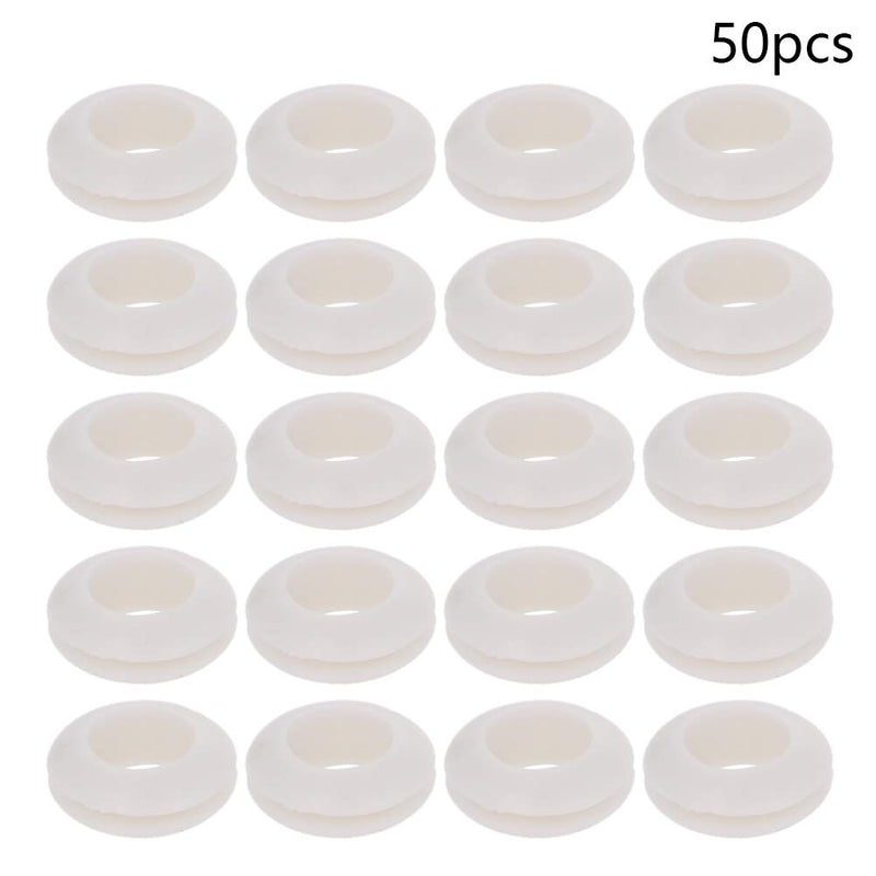 [AUSTRALIA] - Aicosineg 50Pcs Rubber Grommets Wire Protector Oil Resistant Armature Rubber Grommet 14mm Inner Dia Oil Resistant Armature Rubber Grommets for Wiring Cable White 