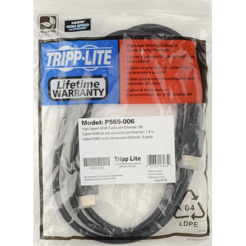 Tripp Lite High-Speed HDMI Cable with Ethernet & Digital Video with Audio, Ultra HD 4K x 2K (M/M), 3 ft. (P569-003),Black 3 ft.