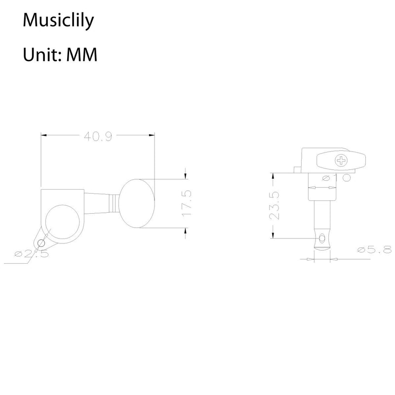 Musiclily 2R2L Sealed Ukulele Tuners Tuning Pegs Keys Machine Heads Set,Chrome with White Pearl Button