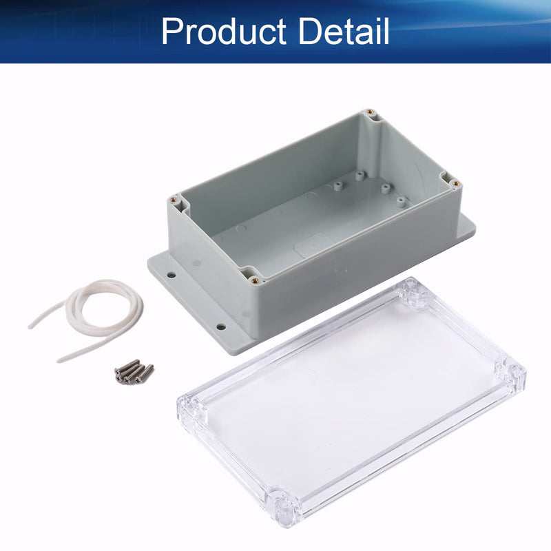 Heyiarbeit ABS Plastic Junction Box Dustproof Waterproof IP65 Electrical Enclosure Box Universal Project Enclosure Grey with PC Transparent Clear Cover 7.87" x 4.72" x 2.95" (200x120 x 75 mm)