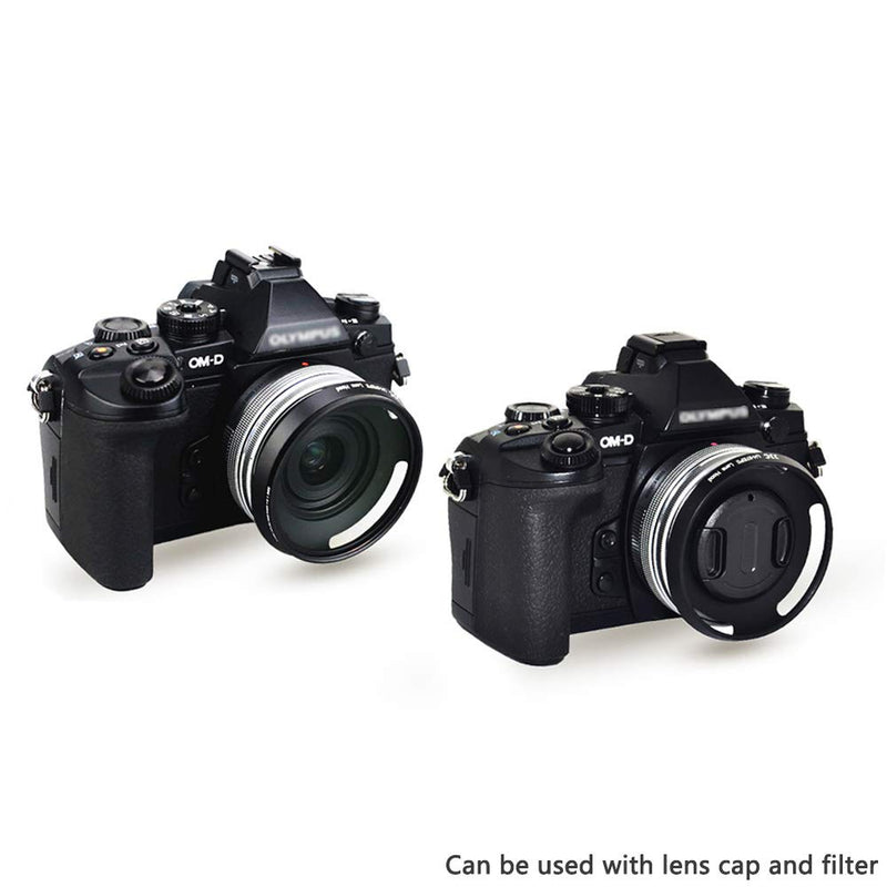 JJC 37mm Screw in Lens Hood Shade for Olympus M.Zuiko Digital ED 14-42mm EZ Lens Used on OM-D E-M10 III/E-M10 II,etc & Panasonic Lumix G Vario 12-32mm ASPH Lens on DMC-GX85/DMC-GX850,etc - Black