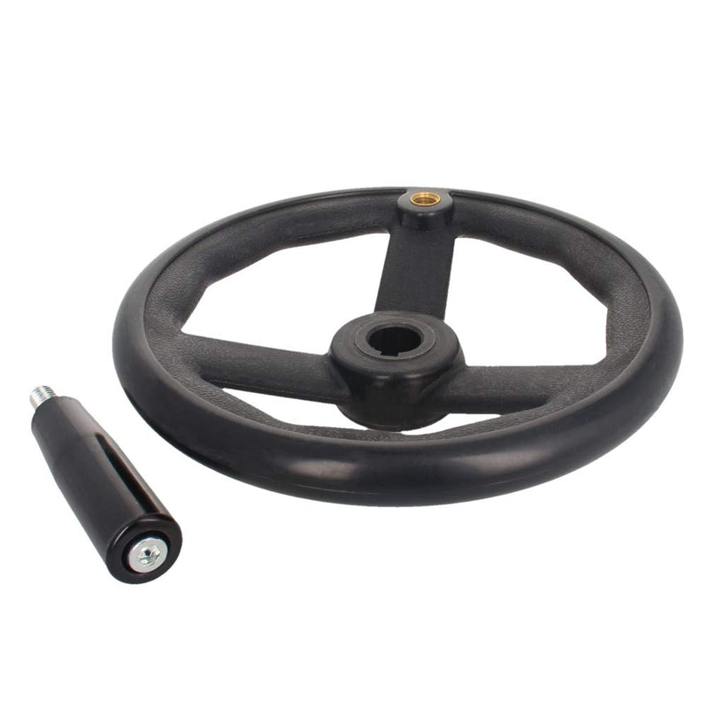 Othmro 1Pcs Round Three Hand Wheel 0.71in Center Hole Diameter 7.87in Handwheel Diameter Black PP 3 Spoked Lathe Handwheel Hand Wheel with Revolving Handle for Milling Machine Lathes Grinders 1pcs 18*200mm
