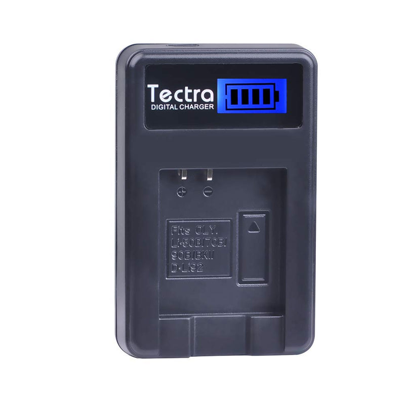 Tectra 2Pcs Battery + Smart LCD USB Charger for Olympus Li-50B,Pentax D-LI92 and Olympus SZ-15, SZ-16 iHS,SP-800UZ, SP-810UZ, Tough 6000,TG-630 iHS,TG-820 iHS,TG-830 iHS,TG-850, TG-870,VR-370,VR-340