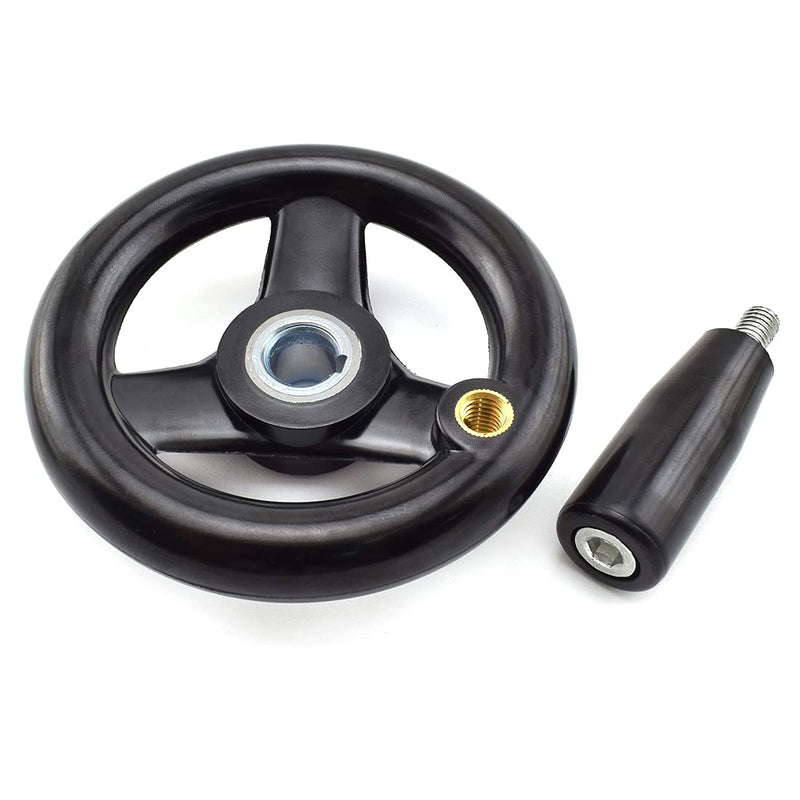 SDTC Tech 3.94 Inch Three-Spoke Round Hand Wheel Detachable Hand Crank Revolving Handwheel with Handle for Woodworking, Printing, Machinery etc.