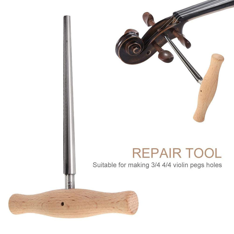 Bnineteenteam Violin Peg Hole Reamer, 3/4 4/4 Viola Peg Reamer with Wood Handle High Repair Tool Violin Making Tool