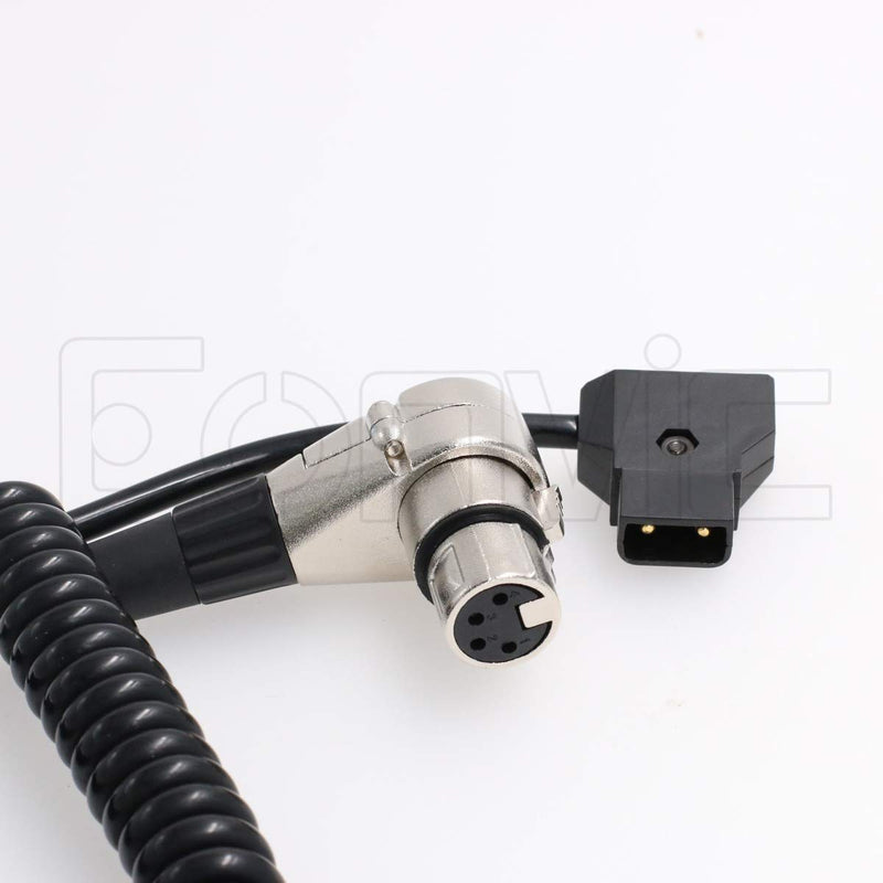 Eonvic D-Tap Male to 4 Pin XLR Female Right Angle Adapter Power Coiled Cable for ARRI RED DSLR Camcorder