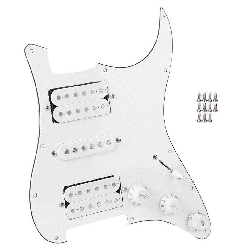 Electric Guitar Board, Metal PVC Guitar Pickguard Humbucker with HSH Pickup Loaded Prewired for Fender Strat(White) White