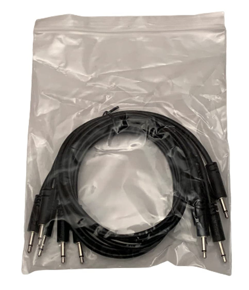 Luigis Modular Supply Spaghetti Eurorack Patch Cables - Package of 5 Black Cables, 18" (45 cm)