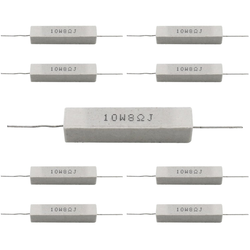 [AUSTRALIA] - Dimlove Cement Resistor,10 PCS 10W 8 Ohm 5% Axial Lead Wire Resistor White Wound Fixed Ceramic Resistors Wirewound Power Flame Heat Moisture Resistance Precharge Horizontal 10W8ΩJ 