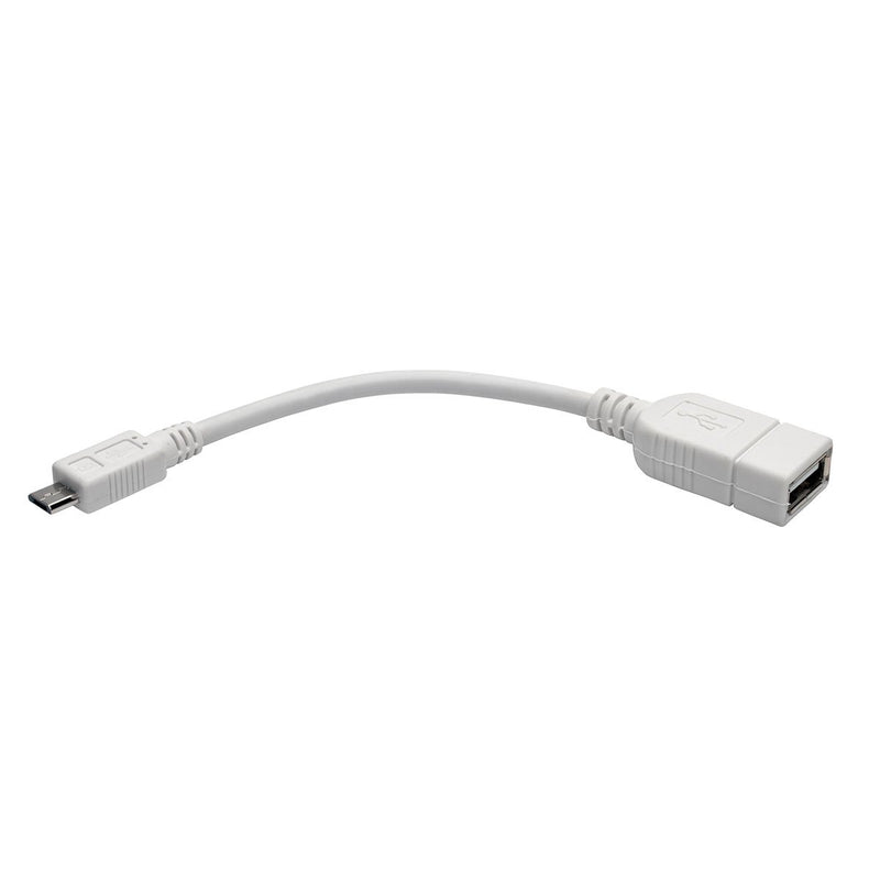 Tripp Lite Micro USB-B to USB OTG Host Adapter Cable, On-The-Go, 5-Pin USB Micro-B to USB-A (M/F), White, 6" (U052-06N-WH) Standard