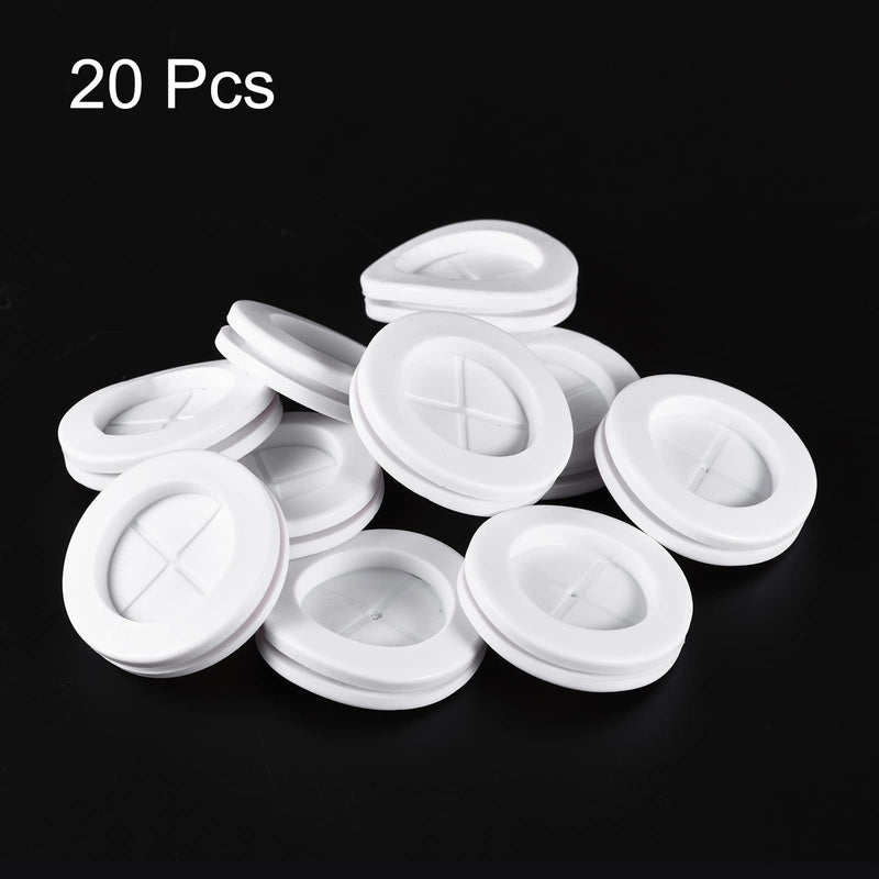 MECCANIXITY Rubber Grommet Mount Dia 30mm Round Double-Sided for Wire Protection White Pack of 20