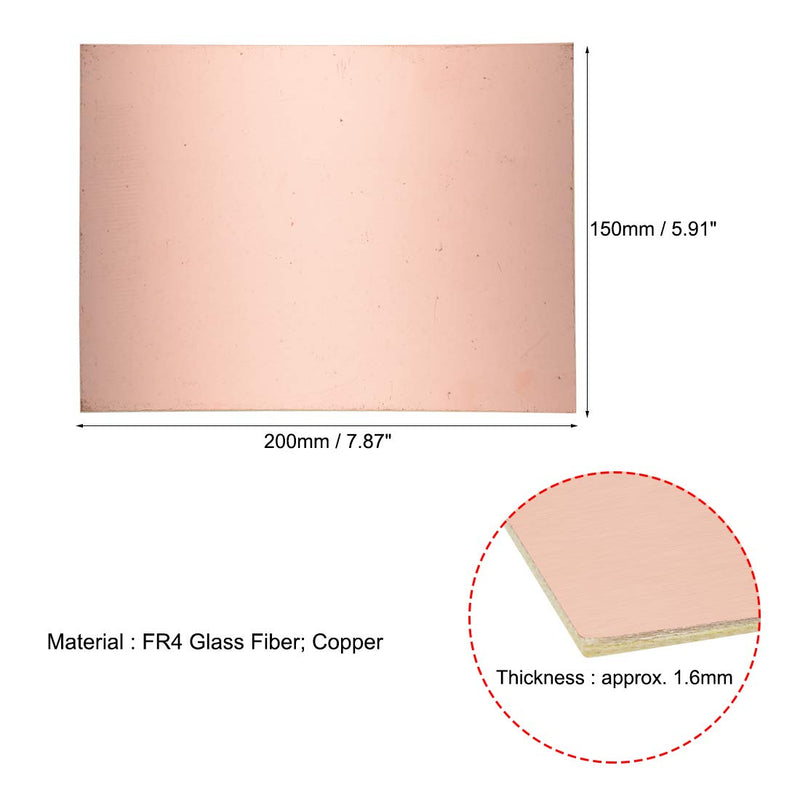 uxcell Single-Sided Copper Clad Laminate PCB Circuit Board, FR4 200x150mm 7.87x5.91 inch, 1.6mm Thickness DIY Prototyping PCB Board, Name Board, 5pcs 5