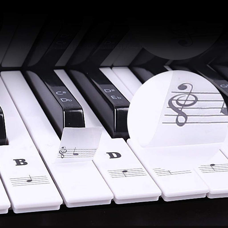 Full Set Piano Keyboard Stickers for 88/61/54/49 Keys, Removable with Numbers, Black & White