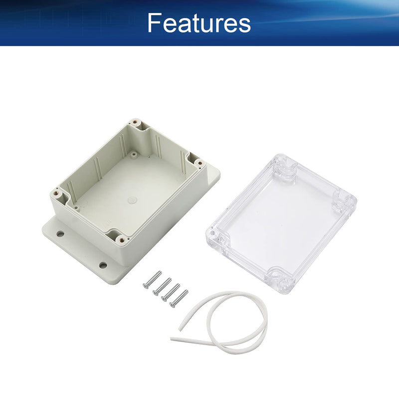 [AUSTRALIA] - Heyiarbeit ABS Plastic Junction Box Dustproof Weatherproof IP67 Electrical Box Universal Project Enclosure Pale Pale Grey with PC Transparent/Clear Cover and Fixed Ear 4.53"x3.54"x2.17"(115x90x55mm) 115x90x55mm 